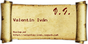 Valentin Iván névjegykártya